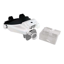 Load image into Gallery viewer, Most versatile hands-free headband magnifier, lenses 1.5X to 14X + battery light