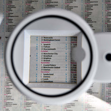 Load image into Gallery viewer, Compact hands-free folding desk magnifier, illuminated, 108mm lens