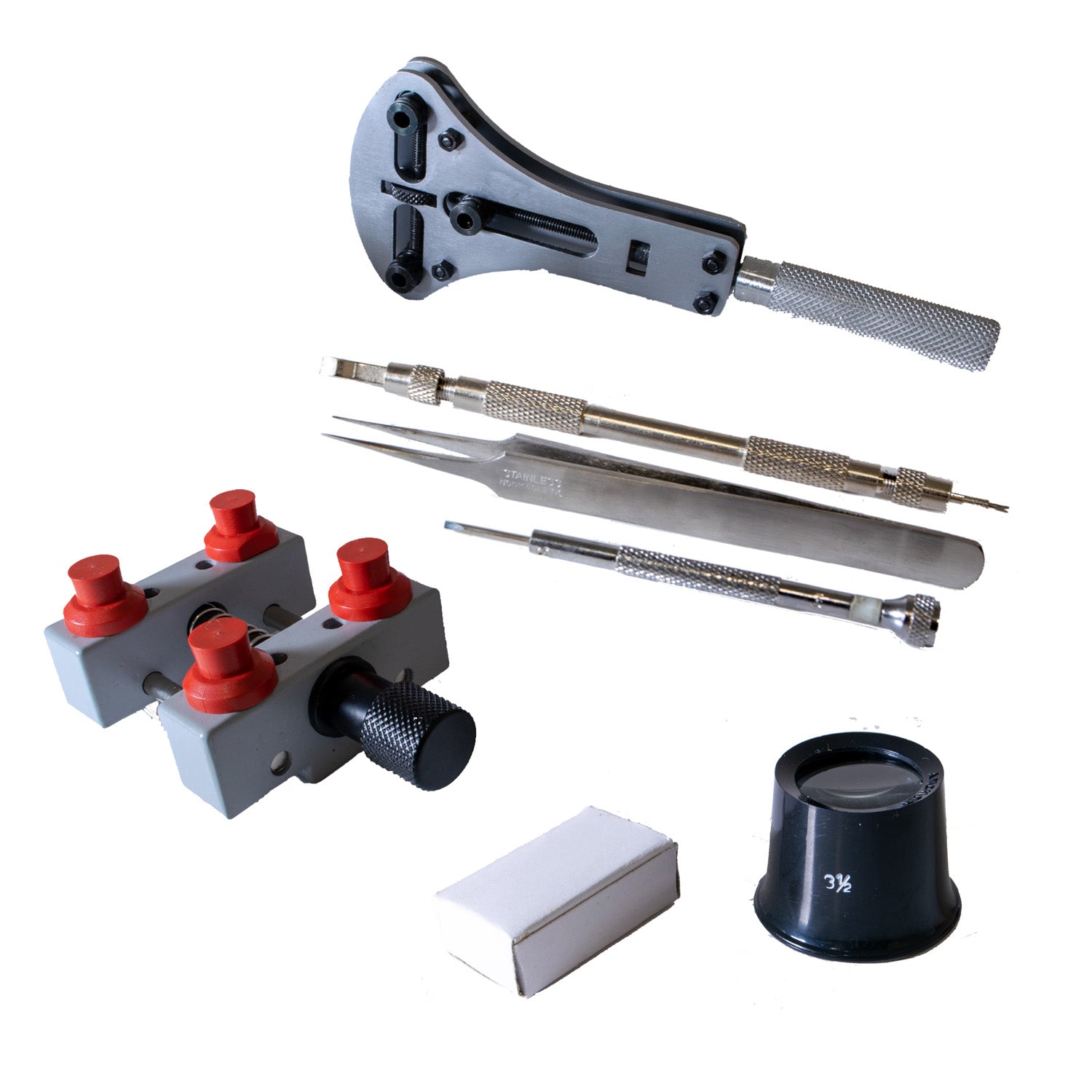 Tool set for opening backs of large watches Quicktest