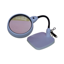 Load image into Gallery viewer, Very large hands-free gooseneck desk magnifier, illuminated, 130mm lens
