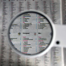 Load image into Gallery viewer, Large hands-free gooseneck folding desk magnifier, illuminated, 120mm lens
