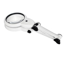Load image into Gallery viewer, Compact hands-free folding desk magnifier, illuminated, 108mm lens
