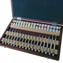 Load image into Gallery viewer, Set of 17 screwdrivers in box, crosshead 1.4 to 3mm, flathead 0.5 to 4mm
