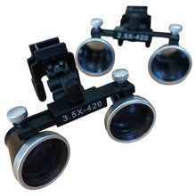Load image into Gallery viewer, Binocular surgeon&#39;s-type magnifier, clips to spectacles
