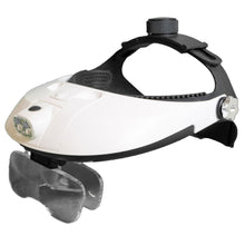 Load image into Gallery viewer, Binocular headband magnifier, 5 lenses can be used singly or in pairs. Also an LED light.
