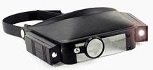 Headband Binocular Magnifier, 2 lights + 2 pairs lenses + flip-down lens