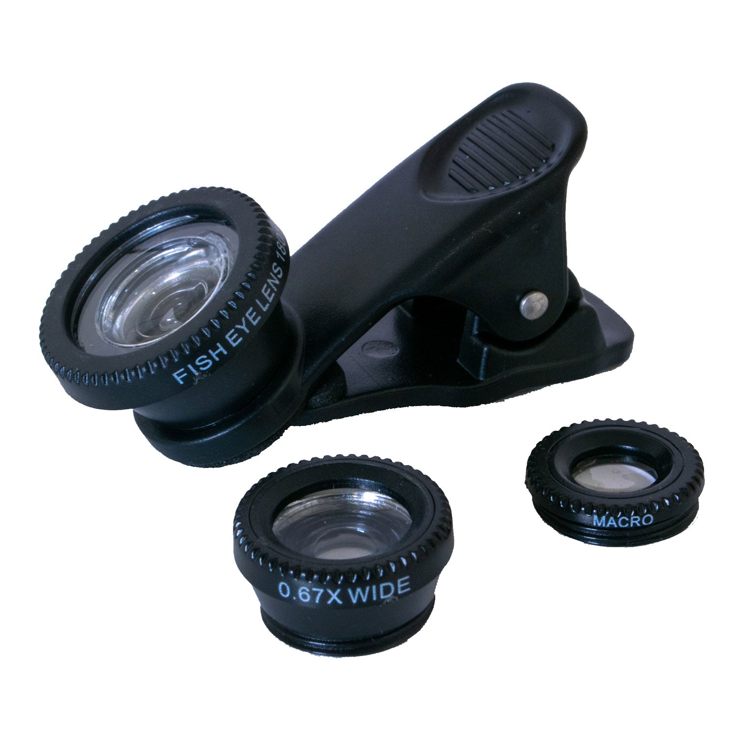 Phone lenses, set of 3, macro (magnifier), wide angle (distance), fisheye (distance)