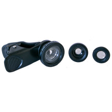 Load image into Gallery viewer, Phone lenses, set of 3, macro (magnifier), wide angle (distance), fisheye (distance)
