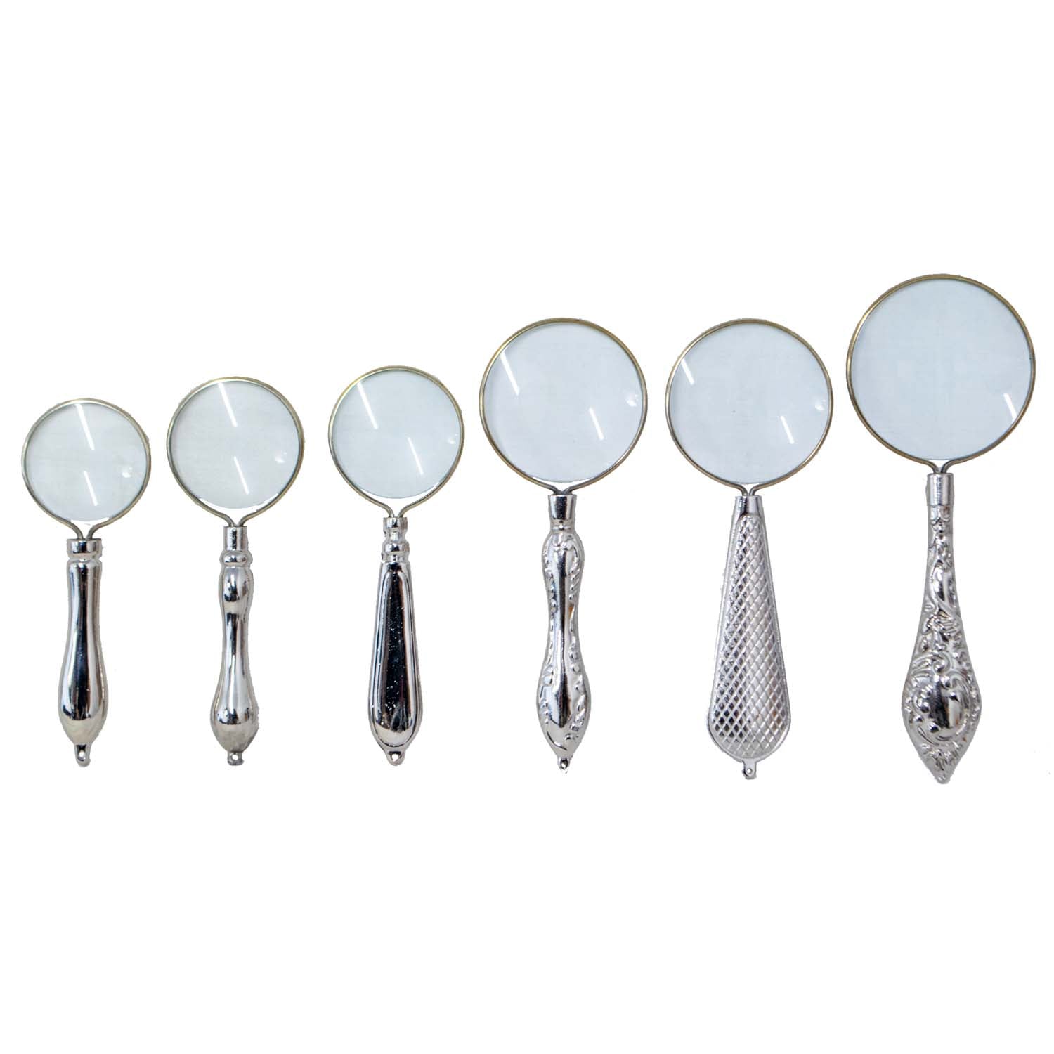 Set of 6 pretty silver plated magnifiers
